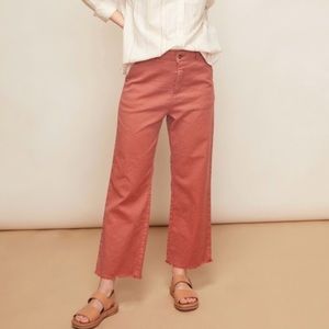 Louizon high rise cropped wide leg linen pants pink